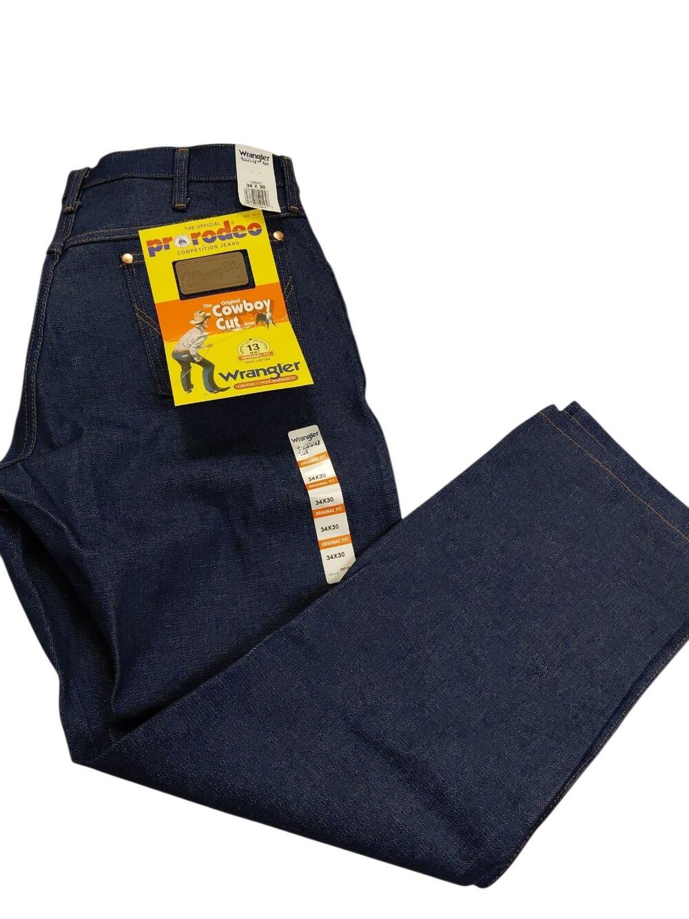 Men's Rigid Wrangler Cowboy Size 34 Cut 13MWZ Original Fit Jeans - Rigid Indigo